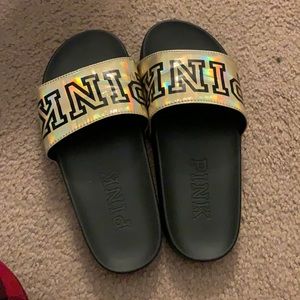 Black and gold PINK slides